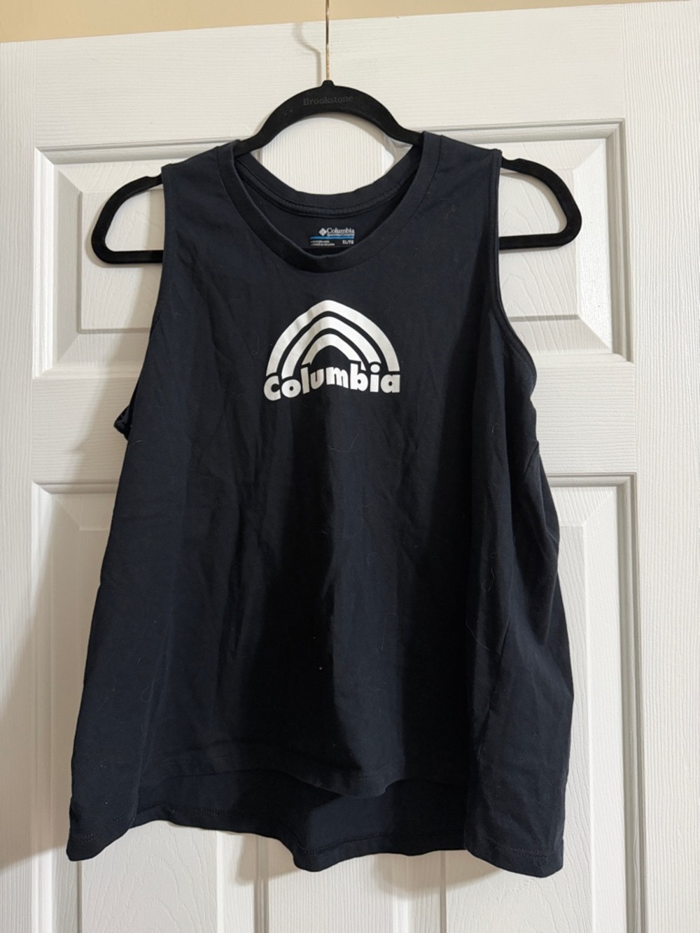 Columbia Women’s Black and White Sleeveless Logo Rainbow Tank Top Size XL